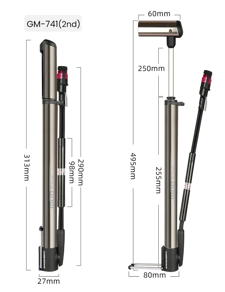 Giyo 140psi Bicycle Pump Portable Presta/Schrader Valve MTB Cycling Pump Road Bike Mini Floor Standing Pump Tire Inflator