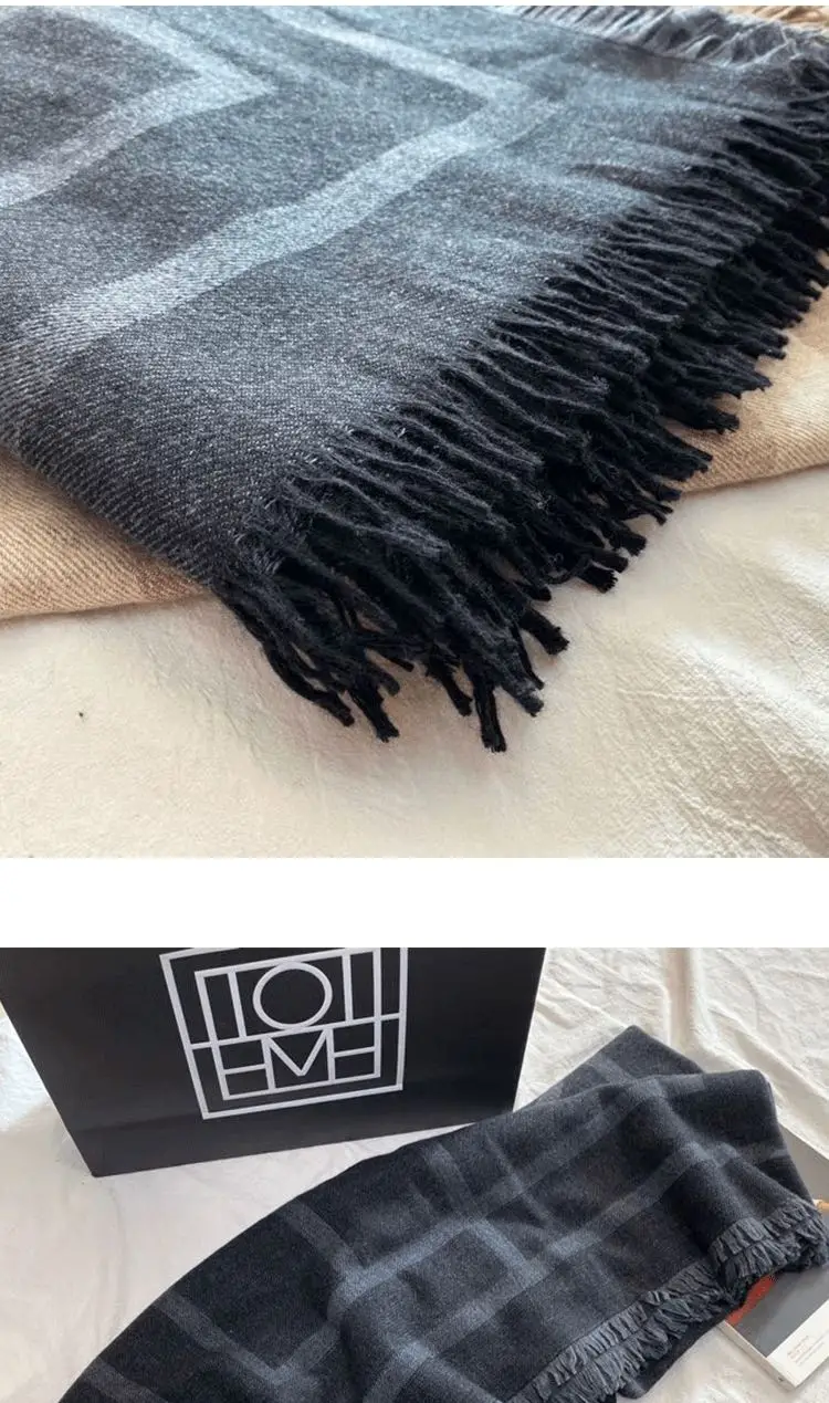 88% wool Winter Soft Cashmere Scarf Women Geometric Scarves Letters Shawls Wraps Thicken Warm