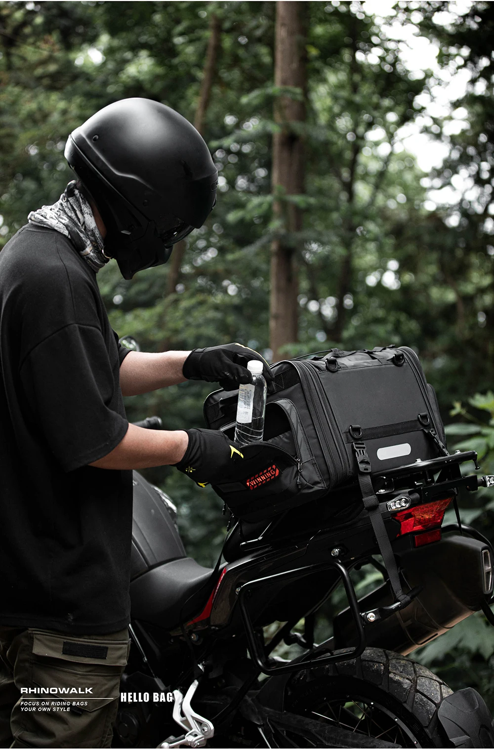 Rhinowalk Motorcycle Travel Luggage Bag Waterproof 19L-80L Expandable Big Capacity Motor Tail/Trunk/Rack Bag For Most Motorcycle