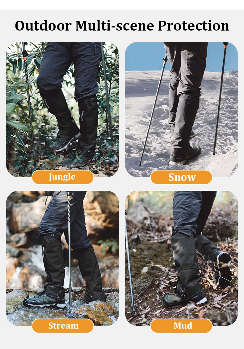 Naturehike 1 Pair Trekking Waterproof Leg Covers Hiking Snow Legging Gaiters Outdoor Climbing Camping Skiing Foot Cover