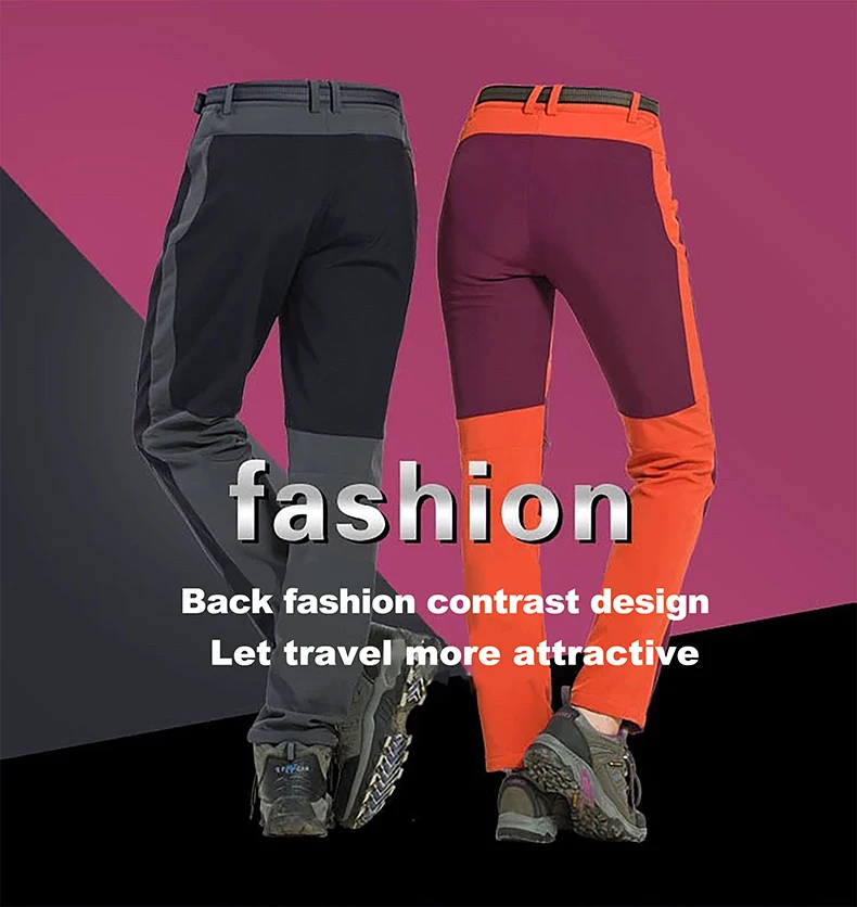 LNGXO Thick Warm Fleece Winter Pants Women Waterproof Hiking Trekking Camping Skiing Soft Shell Pants Outdoor Windproof Trousers