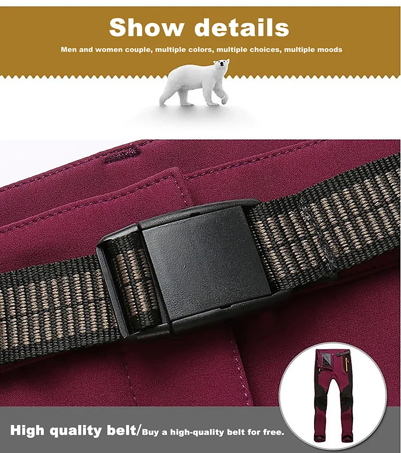 LNGXO Thick Warm Fleece Winter Pants Women Waterproof Hiking Trekking Camping Skiing Soft Shell Pants Outdoor Windproof Trousers