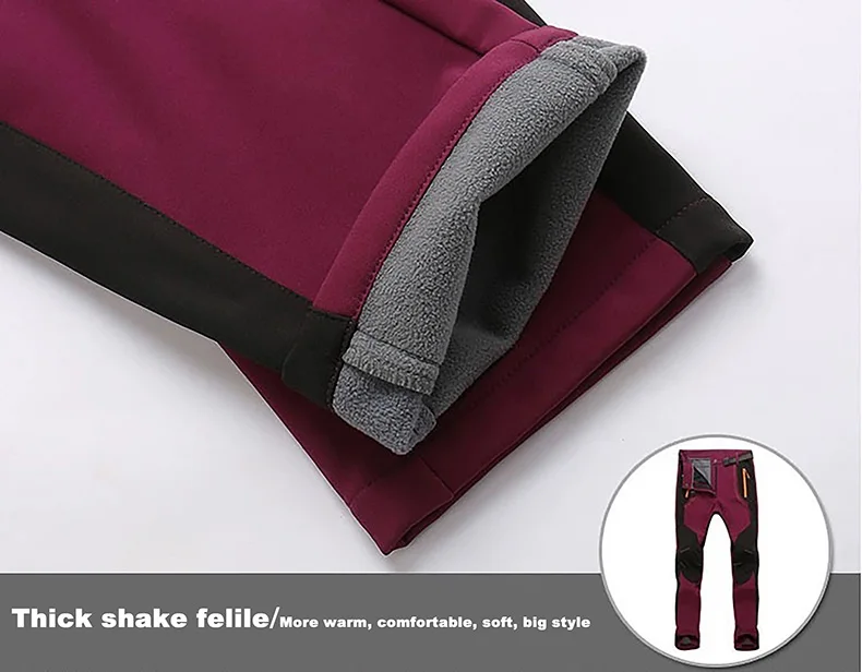 LNGXO Thick Warm Fleece Winter Pants Women Waterproof Hiking Trekking Camping Skiing Soft Shell Pants Outdoor Windproof Trousers