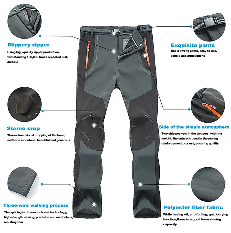 LNGXO Thick Warm Fleece Winter Pants Women Waterproof Hiking Trekking Camping Skiing Soft Shell Pants Outdoor Windproof Trousers