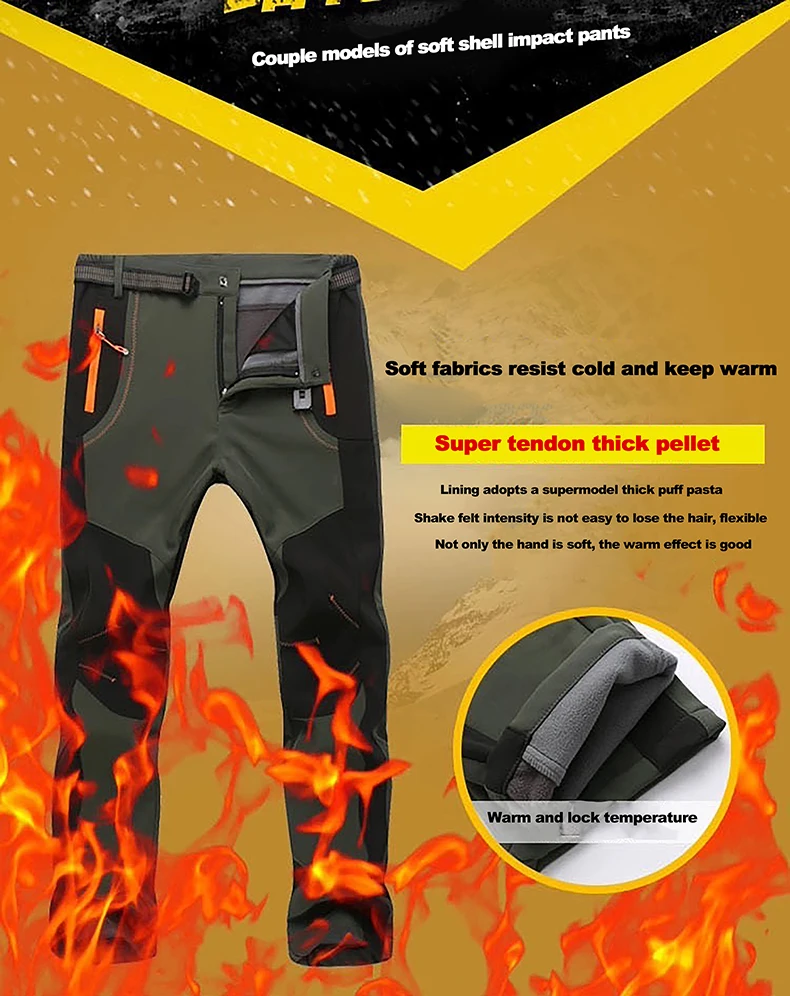 LNGXO Thick Warm Fleece Winter Pants Women Waterproof Hiking Trekking Camping Skiing Soft Shell Pants Outdoor Windproof Trousers