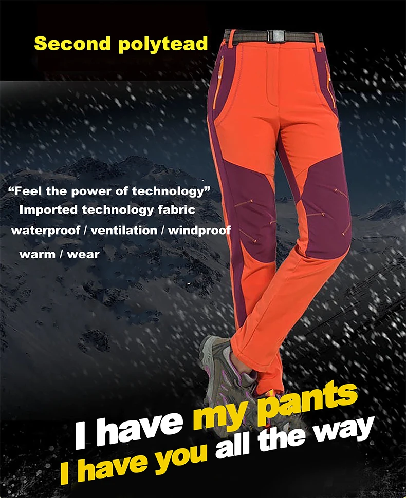 LNGXO Thick Warm Fleece Winter Pants Women Waterproof Hiking Trekking Camping Skiing Soft Shell Pants Outdoor Windproof Trousers