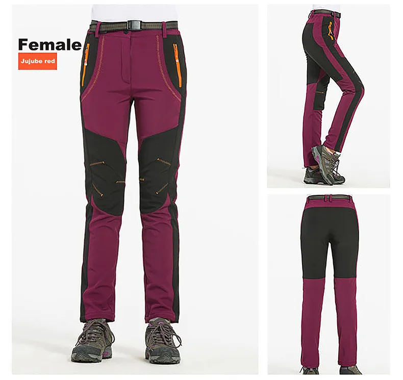 LNGXO Thick Warm Fleece Winter Pants Women Waterproof Hiking Trekking Camping Skiing Soft Shell Pants Outdoor Windproof Trousers