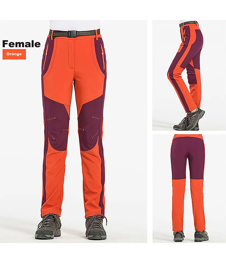 LNGXO Thick Warm Fleece Winter Pants Women Waterproof Hiking Trekking Camping Skiing Soft Shell Pants Outdoor Windproof Trousers