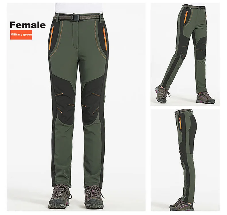 LNGXO Thick Warm Fleece Winter Pants Women Waterproof Hiking Trekking Camping Skiing Soft Shell Pants Outdoor Windproof Trousers