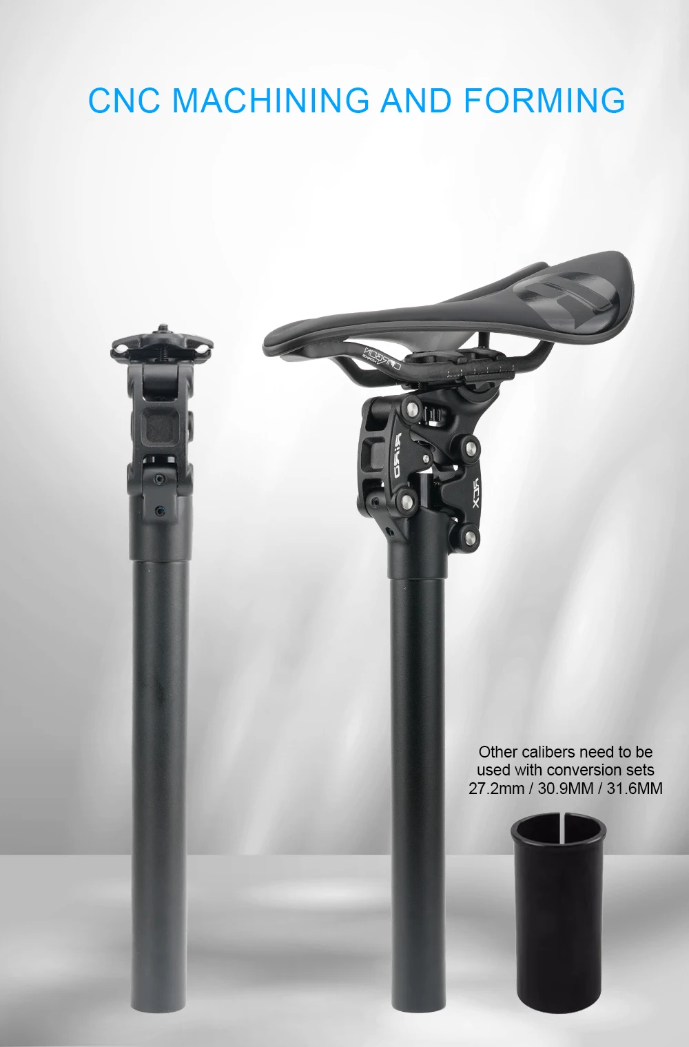 RIRO RCX Bicycle Suspension Seatpost Shock Absorber Seat Post 350mm*27.2mm/28.6/30.0/30.4/30.9/31.6/33.9mm MTB/E-Bike Seat Tube