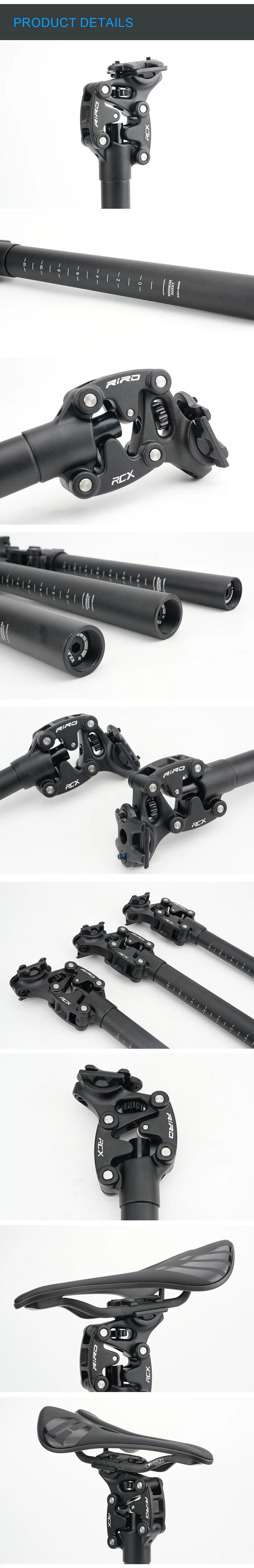 RIRO RCX Bicycle Suspension Seatpost Shock Absorber Seat Post 350mm*27.2mm/28.6/30.0/30.4/30.9/31.6/33.9mm MTB/E-Bike Seat Tube
