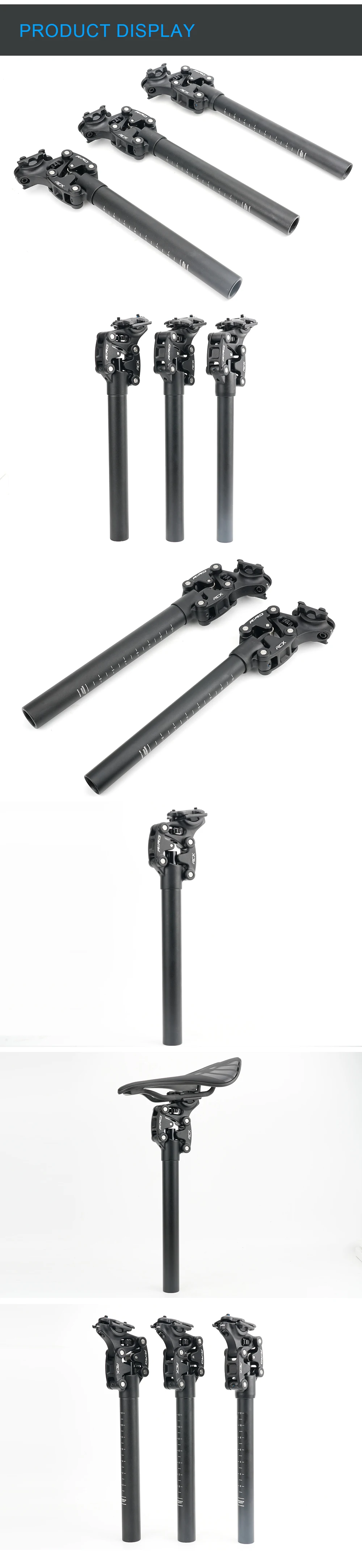 RIRO RCX Bicycle Suspension Seatpost Shock Absorber Seat Post 350mm*27.2mm/28.6/30.0/30.4/30.9/31.6/33.9mm MTB/E-Bike Seat Tube