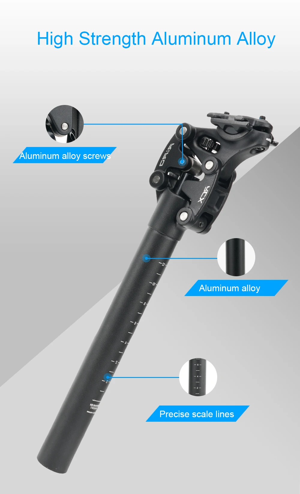 RIRO RCX Bicycle Suspension Seatpost Shock Absorber Seat Post 350mm*27.2mm/28.6/30.0/30.4/30.9/31.6/33.9mm MTB/E-Bike Seat Tube