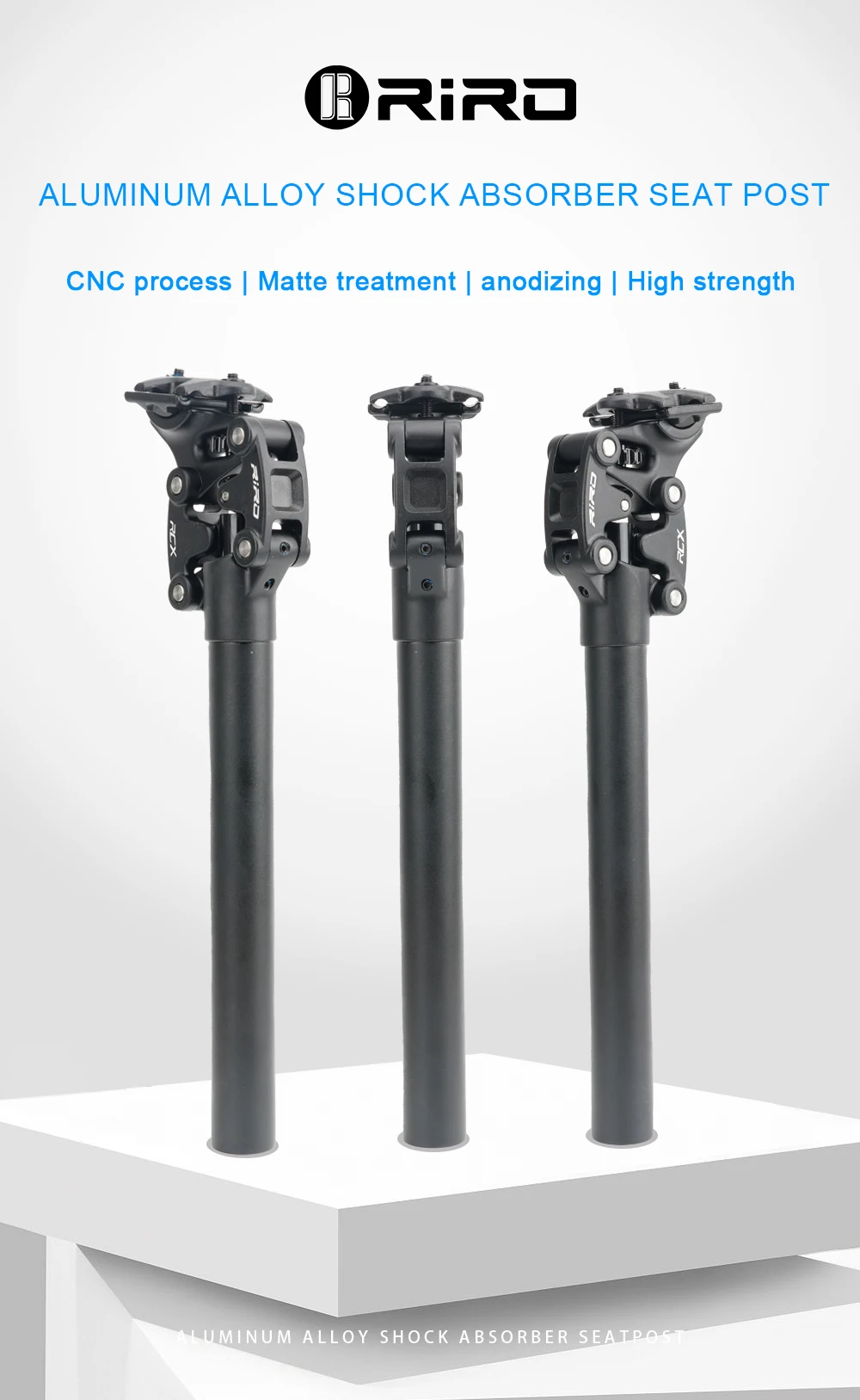 RIRO RCX Bicycle Suspension Seatpost Shock Absorber Seat Post 350mm*27.2mm/28.6/30.0/30.4/30.9/31.6/33.9mm MTB/E-Bike Seat Tube