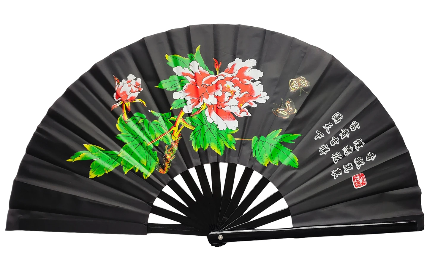 Tai Chi Fan Bamboo Kung Fu Martial Arts 34 Centimeter Fans Wushu Art Martiaux Cosplay Dance Performance Fan Red Kun Master