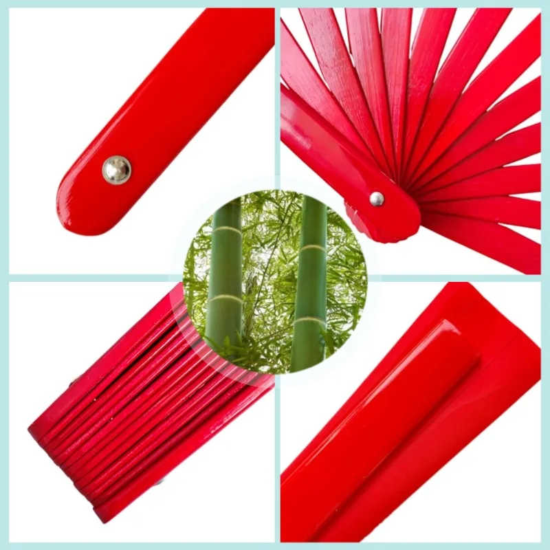 Tai Chi Fan Bamboo Kung Fu Martial Arts 34 Centimeter Fans Wushu Art Martiaux Cosplay Dance Performance Fan Red Kun Master