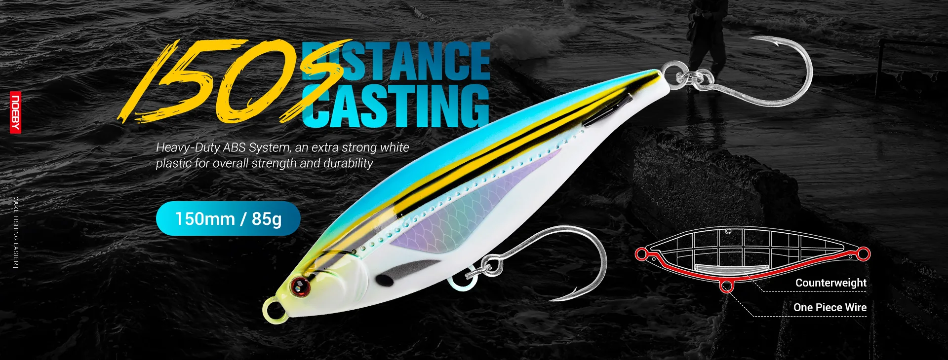 NOEBY Heavy Sinking Minnow Lure 170mm 56g 195mm 84g Jerkbait Long Cast Tuna GT Big Game Saltwater