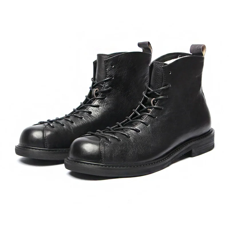 Top Layer Cowhide Men's AMEKAJI Tooling Work Clothes Boots Outdoor Trekking Hiking Climbing Genuine Leather Riding Walking Shoes