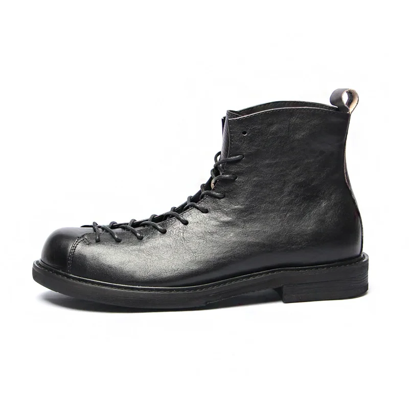 Top Layer Cowhide Men's AMEKAJI Tooling Work Clothes Boots Outdoor Trekking Hiking Climbing Genuine Leather Riding Walking Shoes