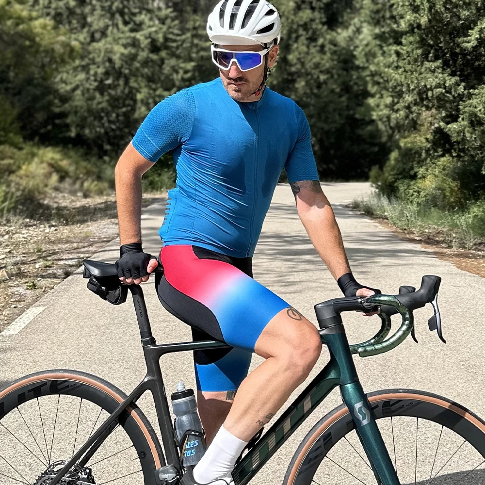 Ykywbike Men's Cycling Bib Shorts Seamless Bicycle Shorts 7 Hours Road Bike Ride Padded Riding Pro Gradient Cycle Shorts Bib
