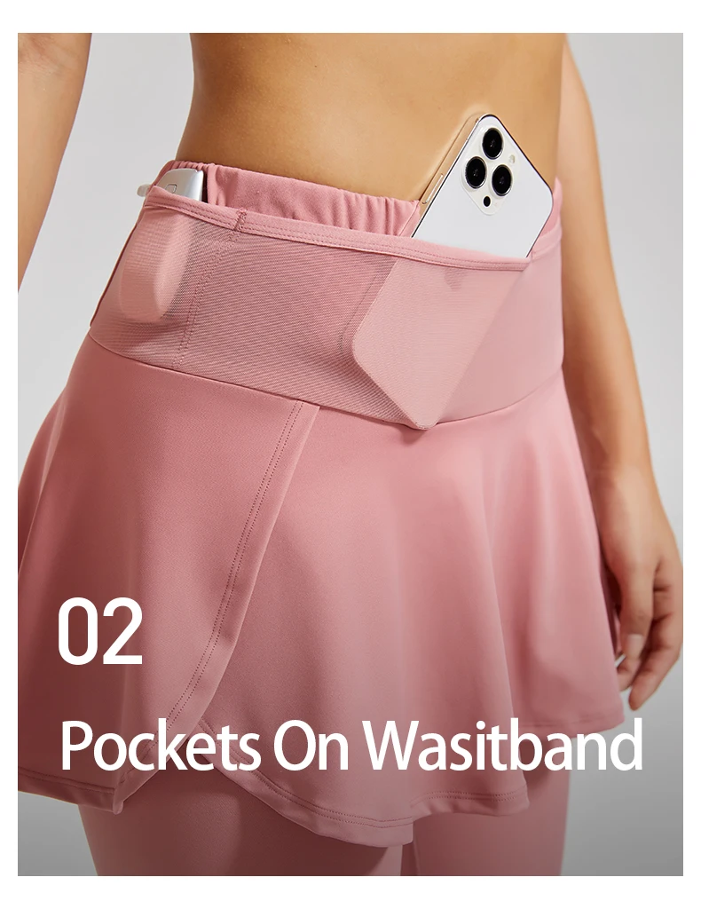 2023 Women High Waist Tennis Pants Running Skirt Legging Gym Fitness Yoga Skort Sports Golf One-piece Leggings With Pockets