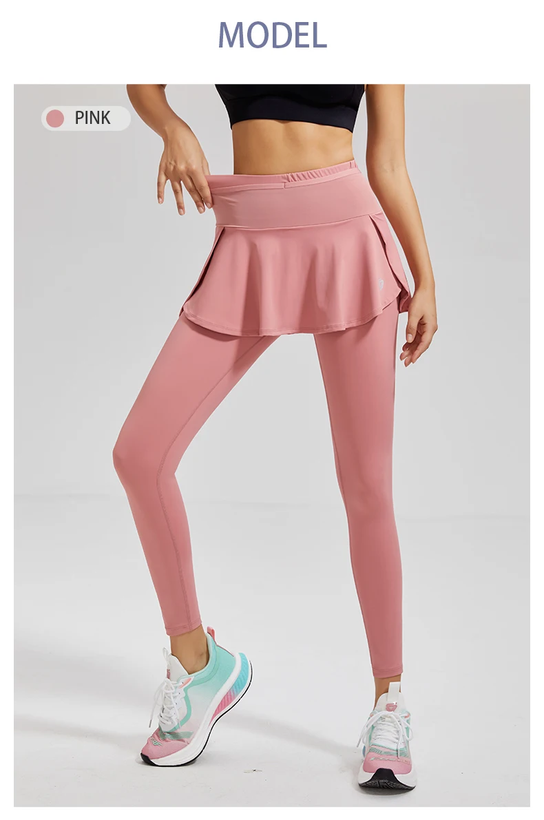 2023 Women High Waist Tennis Pants Running Skirt Legging Gym Fitness Yoga Skort Sports Golf One-piece Leggings With Pockets