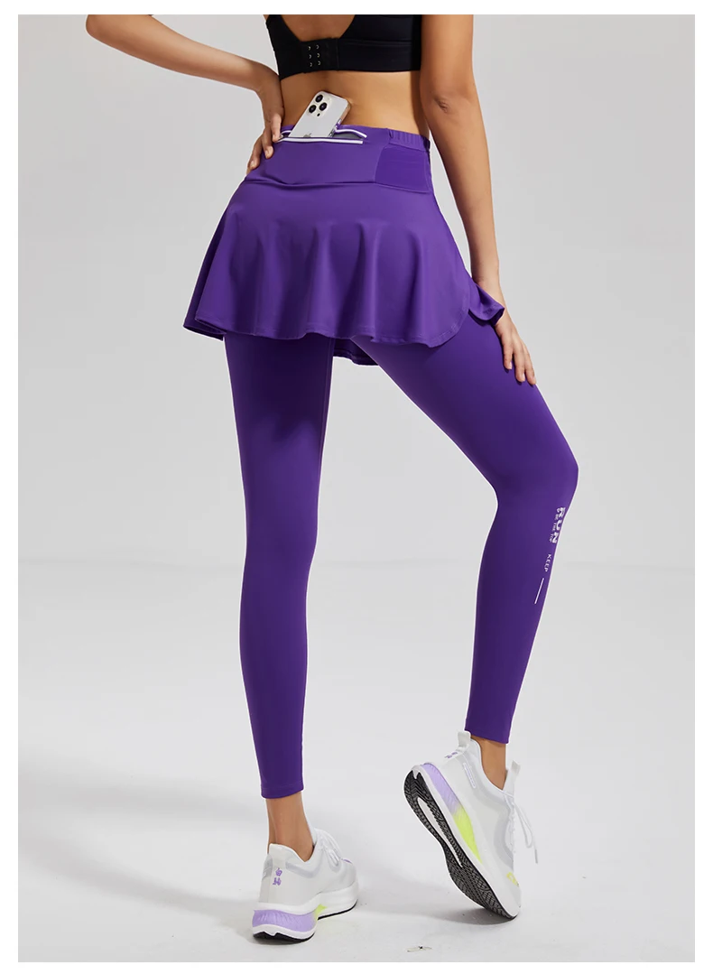 2023 Women High Waist Tennis Pants Running Skirt Legging Gym Fitness Yoga Skort Sports Golf One-piece Leggings With Pockets