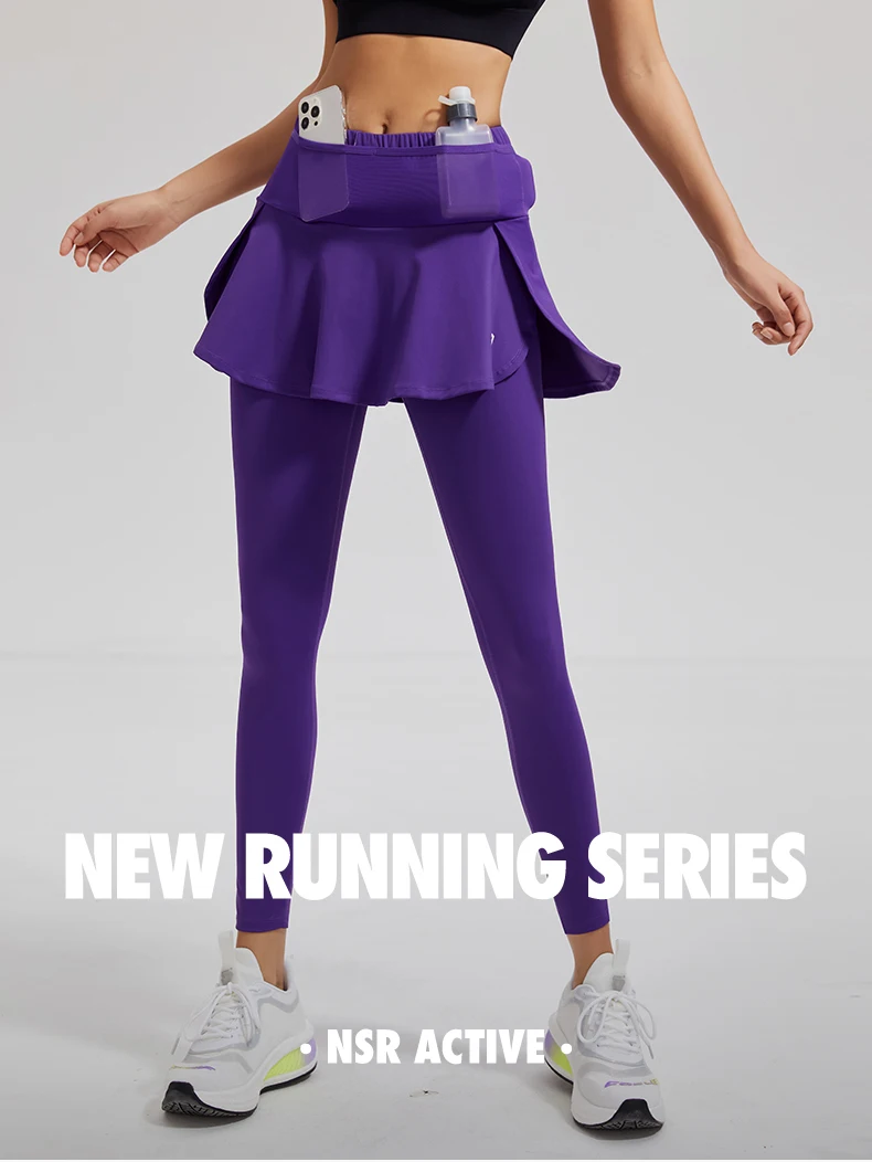 2023 Women High Waist Tennis Pants Running Skirt Legging Gym Fitness Yoga Skort Sports Golf One-piece Leggings With Pockets