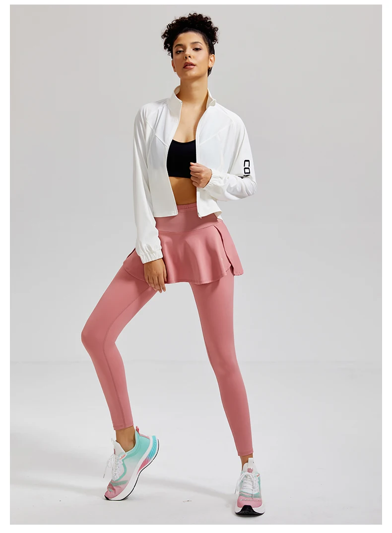 2023 Women High Waist Tennis Pants Running Skirt Legging Gym Fitness Yoga Skort Sports Golf One-piece Leggings With Pockets