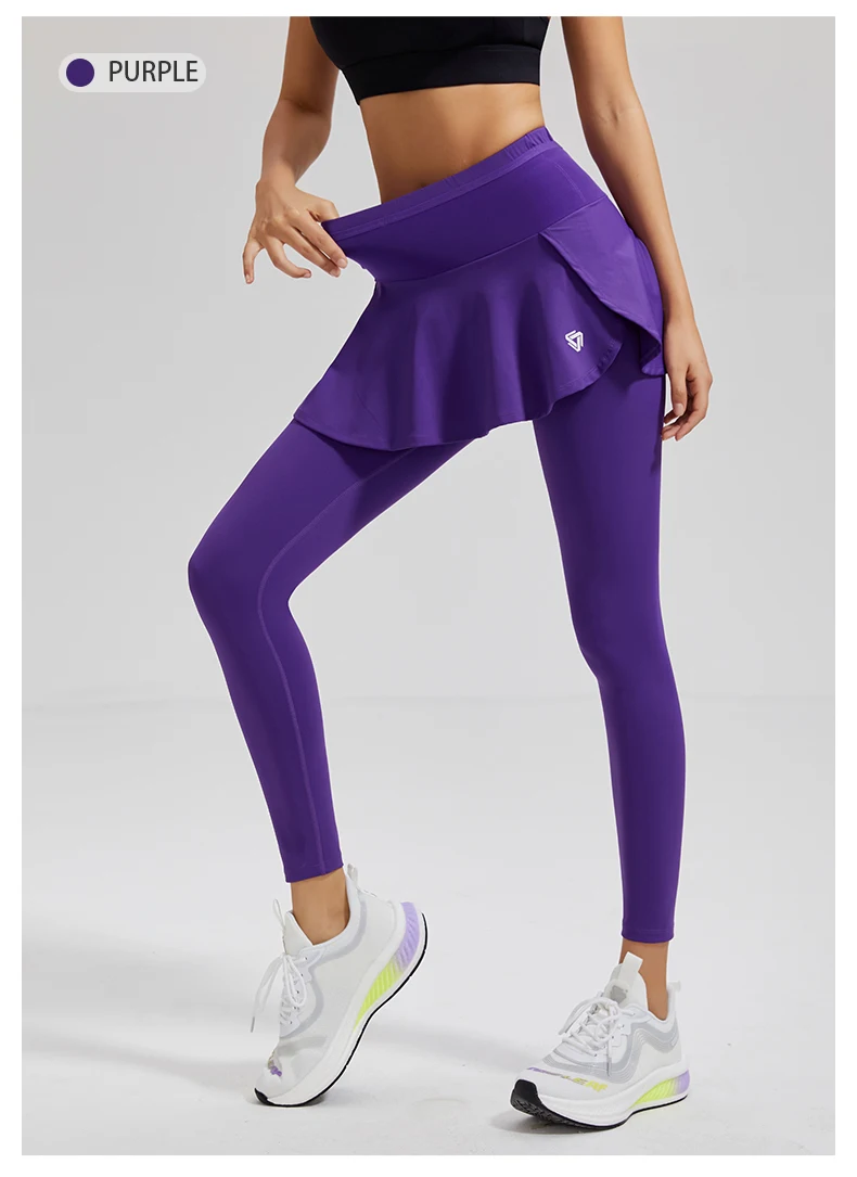 2023 Women High Waist Tennis Pants Running Skirt Legging Gym Fitness Yoga Skort Sports Golf One-piece Leggings With Pockets