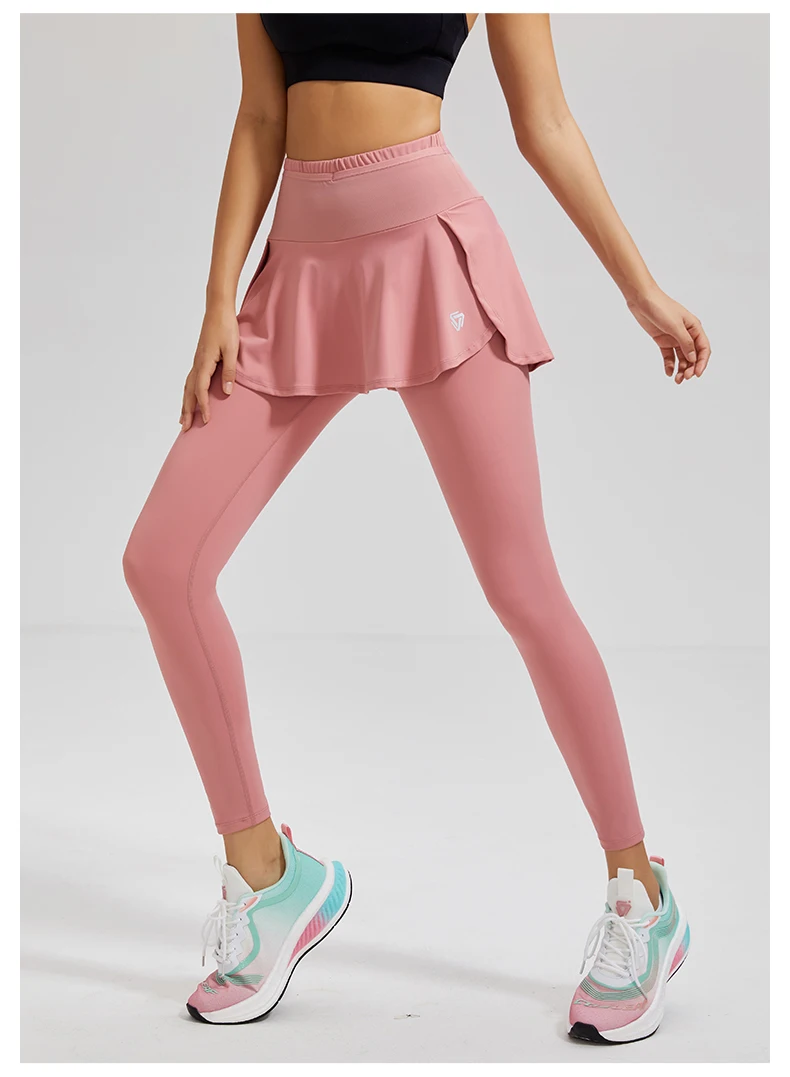 2023 Women High Waist Tennis Pants Running Skirt Legging Gym Fitness Yoga Skort Sports Golf One-piece Leggings With Pockets