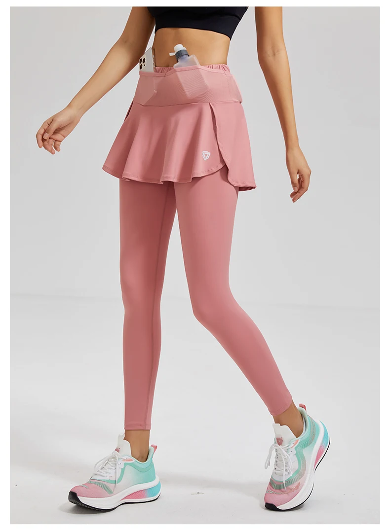 2023 Women High Waist Tennis Pants Running Skirt Legging Gym Fitness Yoga Skort Sports Golf One-piece Leggings With Pockets