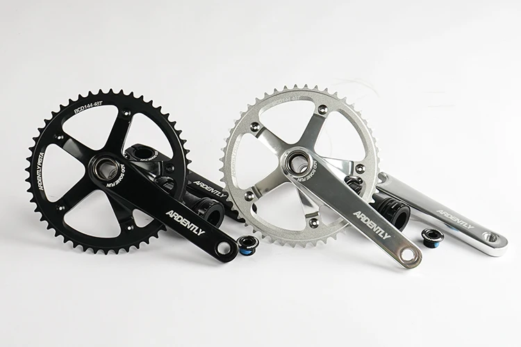 Ardently Bicycle Hollow Integrated Crankset FixeGear Crank 48T 165mm Track Single Speed Bike Crank Set BCD144mm Alumniun With BB