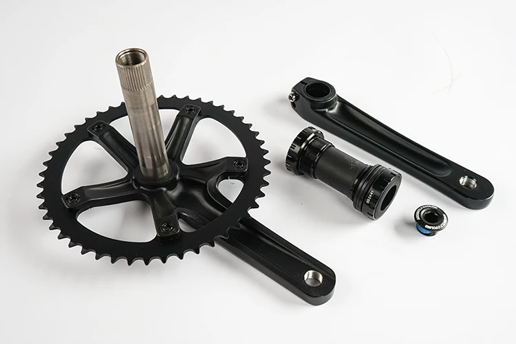 Ardently Bicycle Hollow Integrated Crankset FixeGear Crank 48T 165mm Track Single Speed Bike Crank Set BCD144mm Alumniun With BB