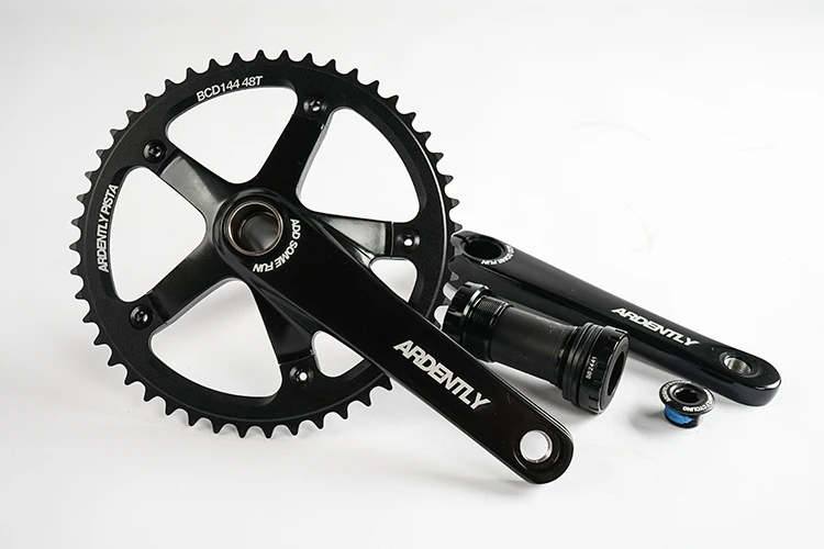 Ardently Bicycle Hollow Integrated Crankset FixeGear Crank 48T 165mm Track Single Speed Bike Crank Set BCD144mm Alumniun With BB