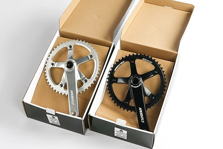 Ardently Bicycle Hollow Integrated Crankset FixeGear Crank 48T 165mm Track Single Speed Bike Crank Set BCD144mm Alumniun With BB
