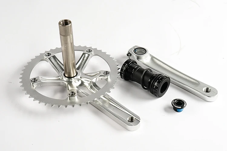 Ardently Bicycle Hollow Integrated Crankset FixeGear Crank 48T 165mm Track Single Speed Bike Crank Set BCD144mm Alumniun With BB