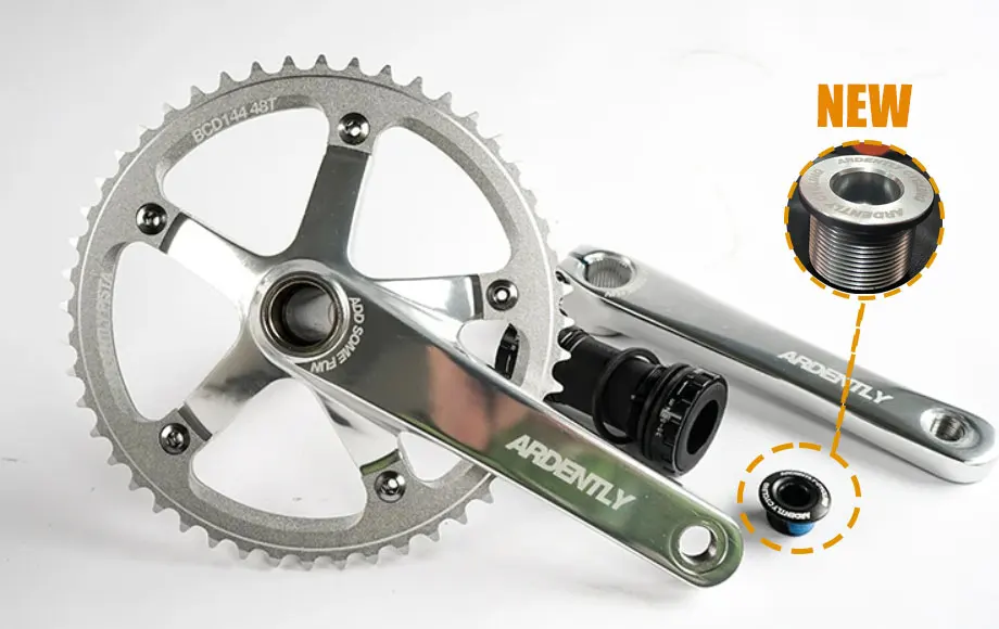 Ardently Bicycle Hollow Integrated Crankset FixeGear Crank 48T 165mm Track Single Speed Bike Crank Set BCD144mm Alumniun With BB