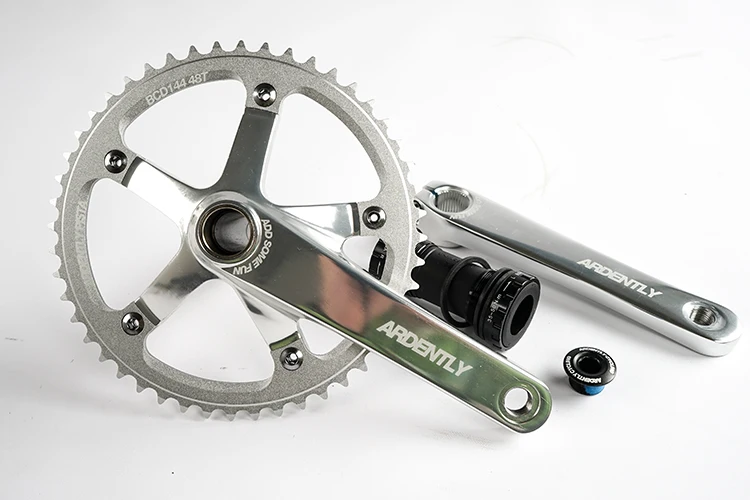 Ardently Bicycle Hollow Integrated Crankset FixeGear Crank 48T 165mm Track Single Speed Bike Crank Set BCD144mm Alumniun With BB