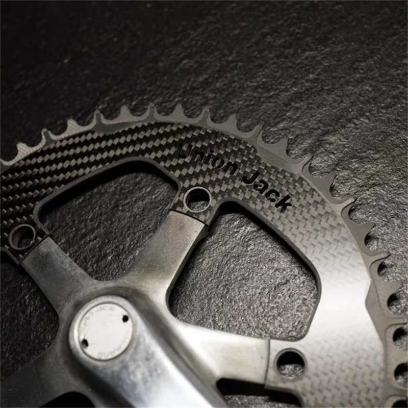 Unionjack Road bike chainring carbon 48T 50T 52T 54T 56T 58T 130BCD chainwheel for brompton birdy for dahon carbon chain wheel