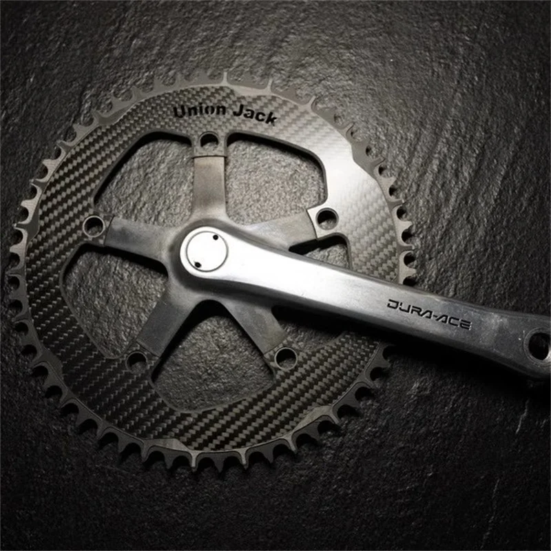 Unionjack Road bike chainring carbon 48T 50T 52T 54T 56T 58T 130BCD chainwheel for brompton birdy for dahon carbon chain wheel