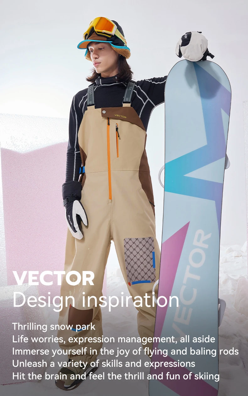 VECTOR Men and Women 3L Ski Pants Windproof and Waterproof Solona Fabric Outdoor Skiing Other Autumn Winter Outdoor Activitie