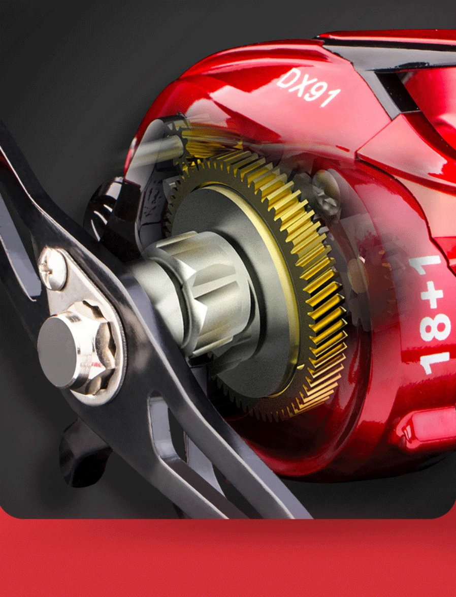 High Quality 18+1BB Black/Red Baitcasting Fishing Reel Aluminum Alloy Spool Saltwater Bass 7.2:1 High Speed Fishing Wheel