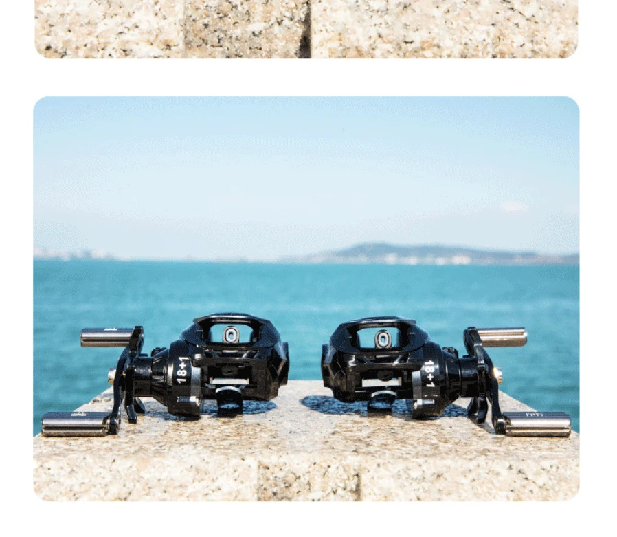 High Quality 18+1BB Black/Red Baitcasting Fishing Reel Aluminum Alloy Spool Saltwater Bass 7.2:1 High Speed Fishing Wheel
