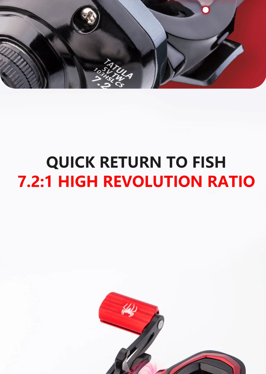 High Quality 18+1BB Black/Red Baitcasting Fishing Reel Aluminum Alloy Spool Saltwater Bass 7.2:1 High Speed Fishing Wheel