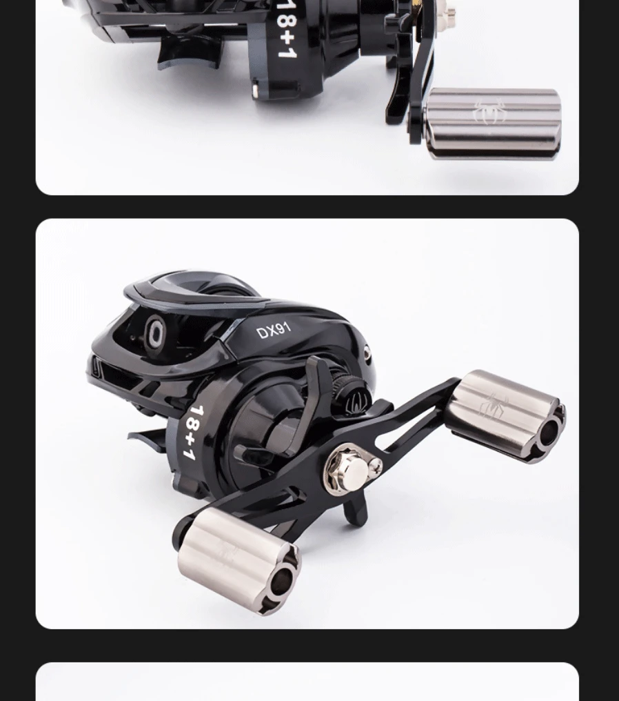 High Quality 18+1BB Black/Red Baitcasting Fishing Reel Aluminum Alloy Spool Saltwater Bass 7.2:1 High Speed Fishing Wheel
