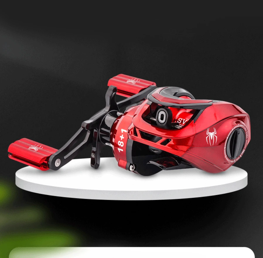 High Quality 18+1BB Black/Red Baitcasting Fishing Reel Aluminum Alloy Spool Saltwater Bass 7.2:1 High Speed Fishing Wheel