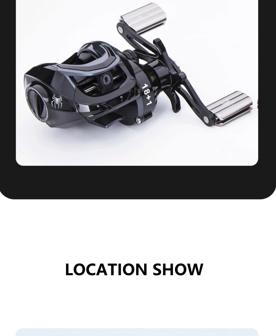 High Quality 18+1BB Black/Red Baitcasting Fishing Reel Aluminum Alloy Spool Saltwater Bass 7.2:1 High Speed Fishing Wheel