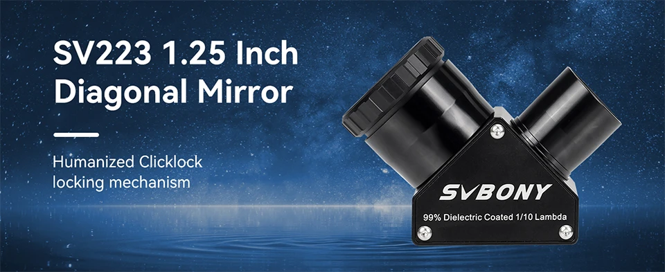 Svbony SV223 1.25/2 inch 99% Reflective Dielectric Coating 90° Clicklock Mirror 1/10 Lambda for Linking Eyepiece and Objective
