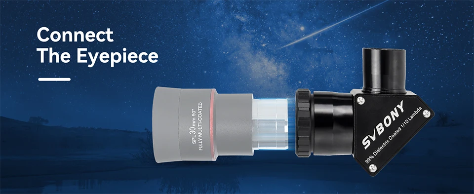 Svbony SV223 1.25/2 inch 99% Reflective Dielectric Coating 90° Clicklock Mirror 1/10 Lambda for Linking Eyepiece and Objective